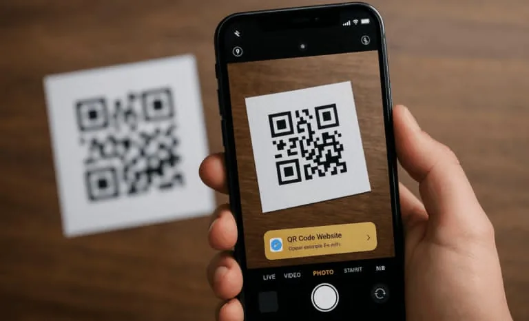 Scanning the table QR code with a phone